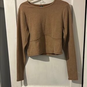 Wild Fable Tan Cropped Long Sleeve Sweatshirt